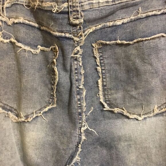 Elite Patchwork Light Wash Unfinished Raw Hem Skinny Jeans 13 - Picture 10 of 16